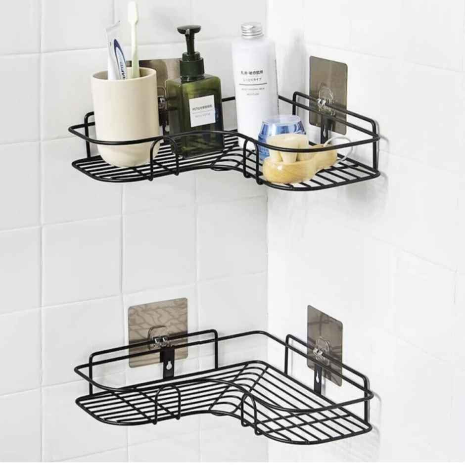 Clayplus Self Adhesive Corner Shelf Bathroom Organizer With Two Self Adhesive Screw