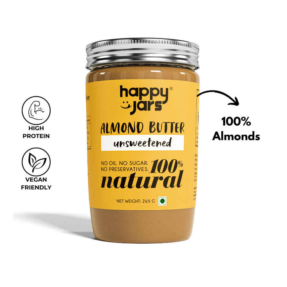 Happy Jars Unsweetened Natural Almond Butter
