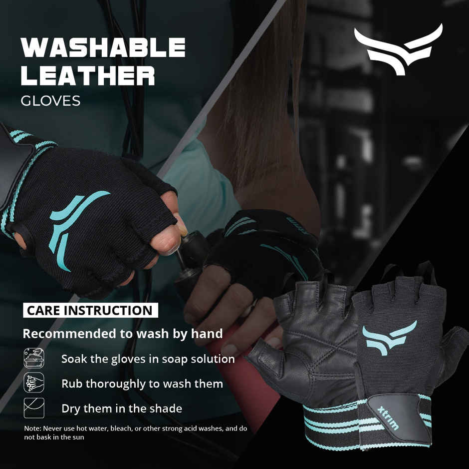 Xtrim Leather Gym Gloves for Men & Women | Wrist Support & Weightlifting Gloves - M