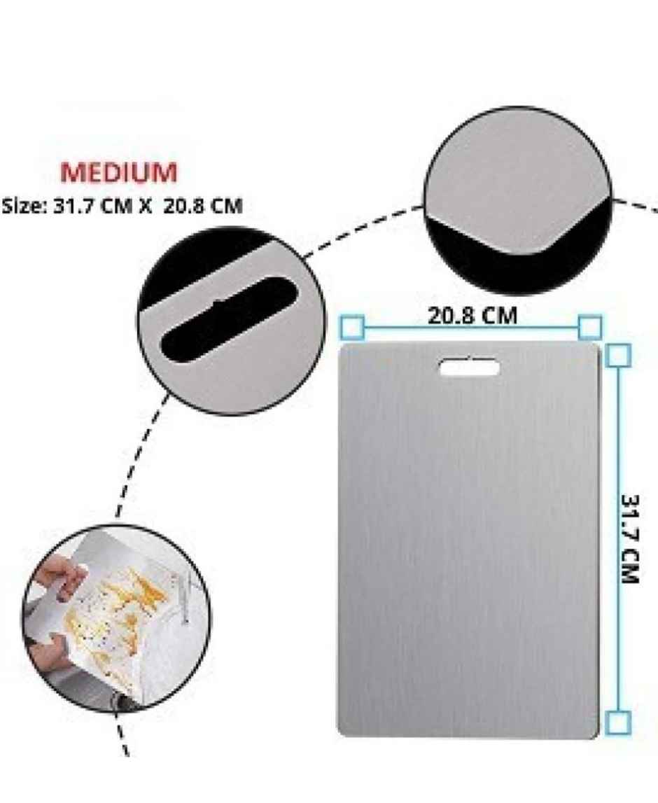 2Mech Stainless Steel Chopping Board Vegetable | Fruit Cutting | Kneeding