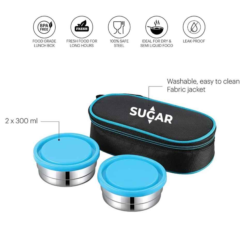 Sugar Homeware Glowell Stainless Steel Lunchbox With Bag For School Office Kids