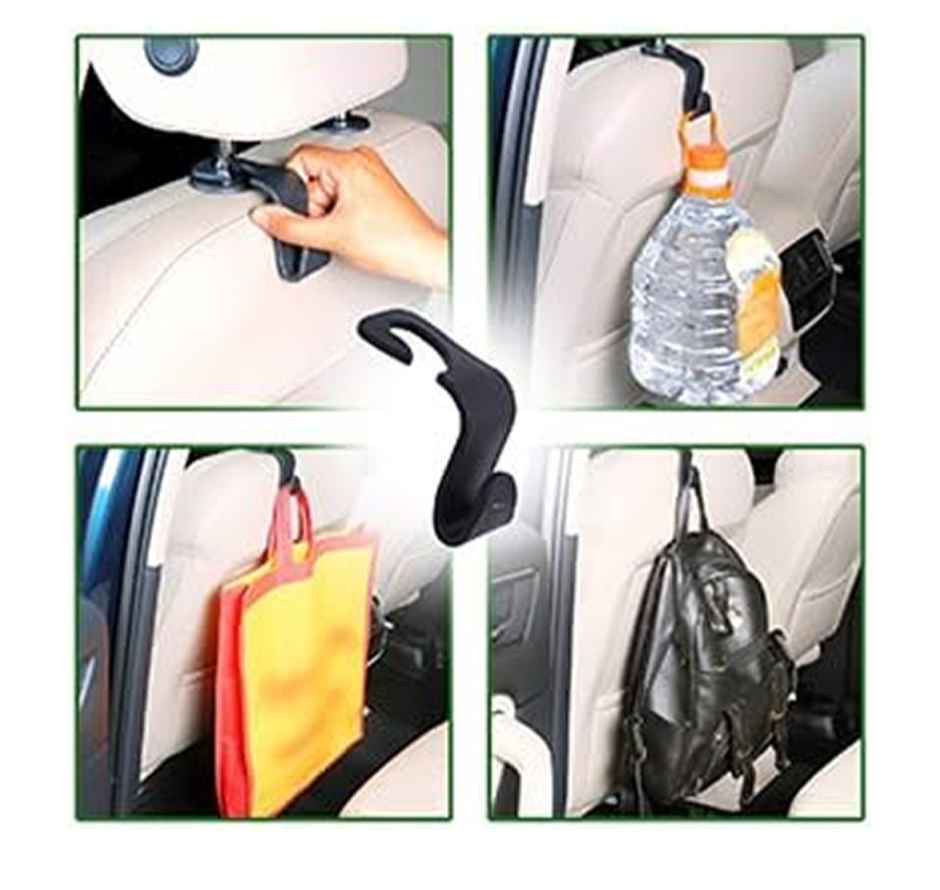 Motorzee Car Seat Headrest Hook Hanger Storage Organizer Universal Vehicle Car S Type | Black