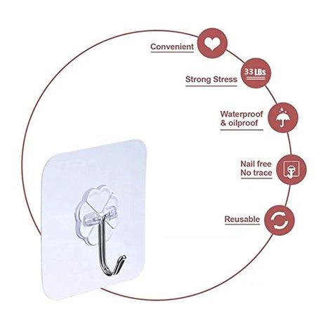 Se7en Self Adhesive Wall Hooks