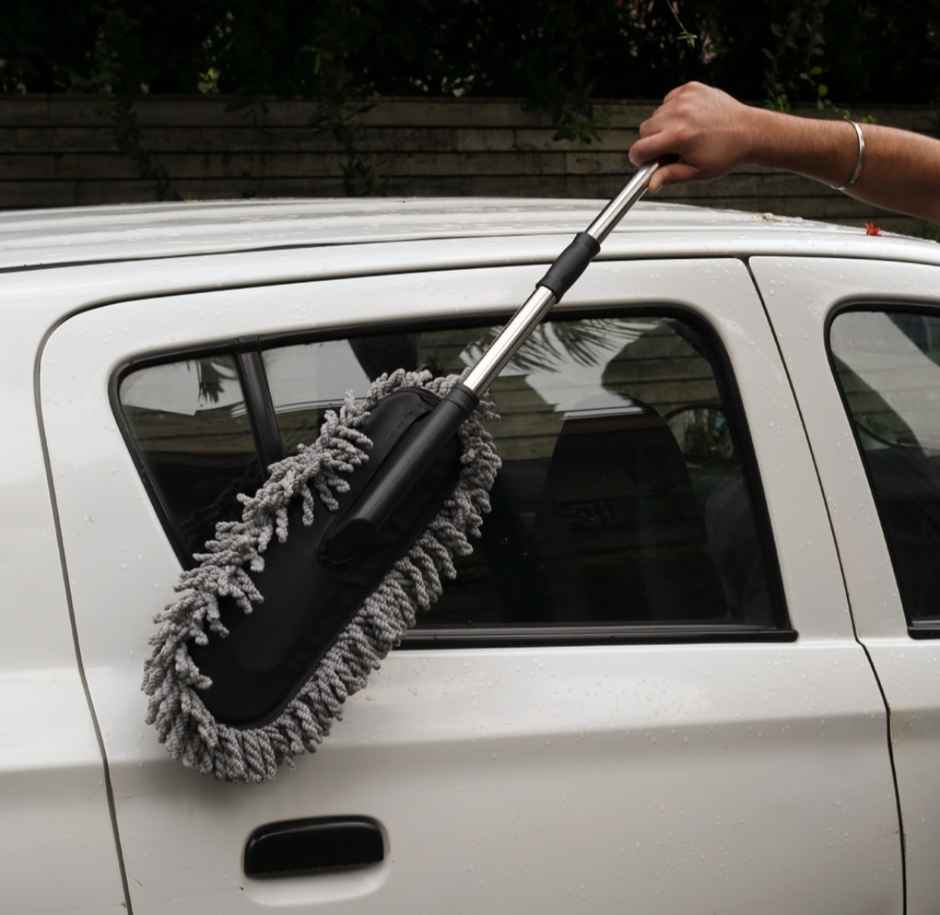 Motorzee Microfiber Car Duster Brush with Extendable Handle Wet and Dry Scratch Free