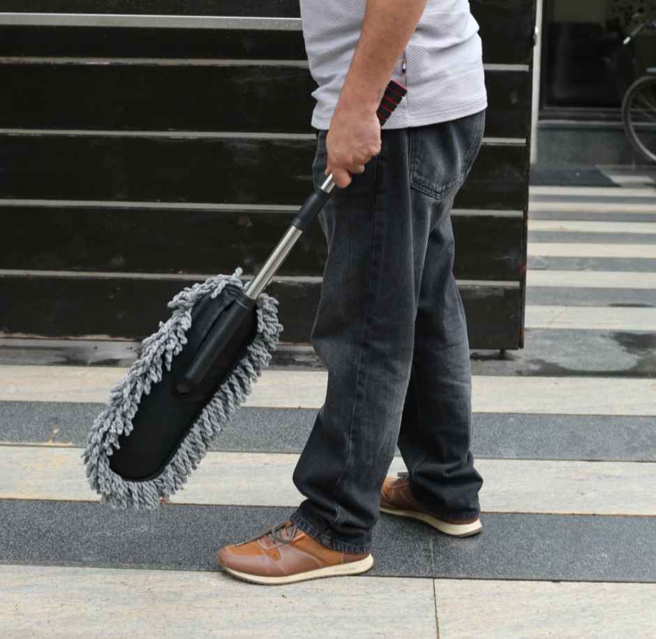 Motorzee Microfiber Car Duster Brush with Extendable Handle Wet and Dry Scratch Free