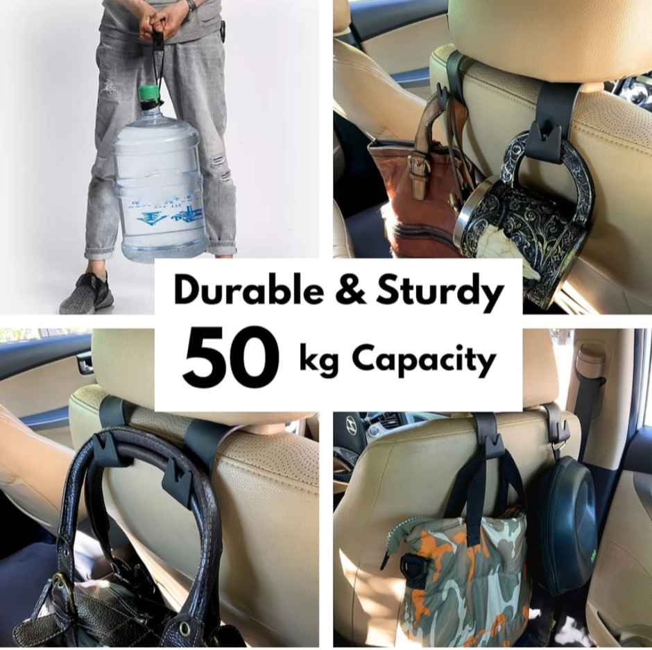 Motorzee Car Seat Headrest Hook Hanger Storage Organizer Universal Vehicle Car S Type | Black