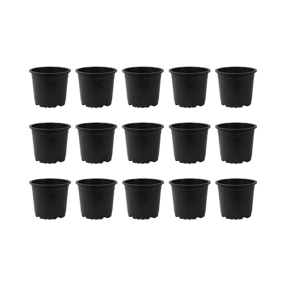Leafy Tales Plastic Pots, Black 4 Inch Size 15 Piece, Small