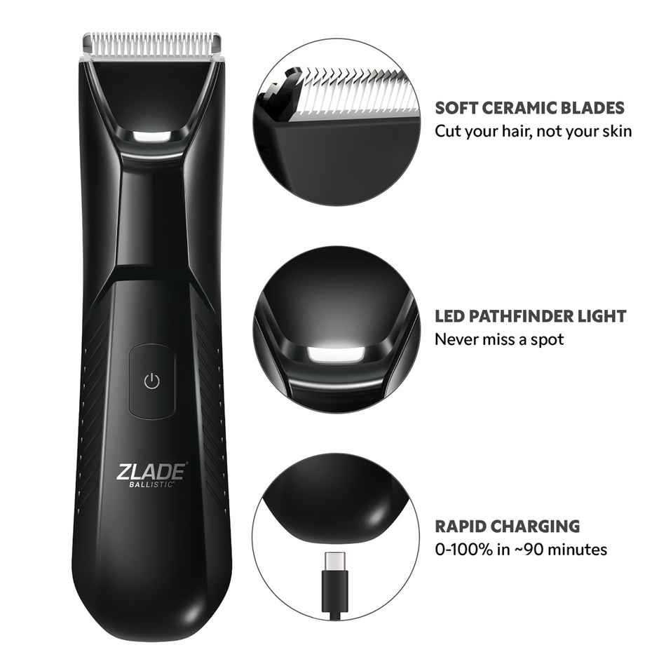 Zlade Ballistic Lite Plus Full-Body Trimmer For Men | Beard, Body & Balls