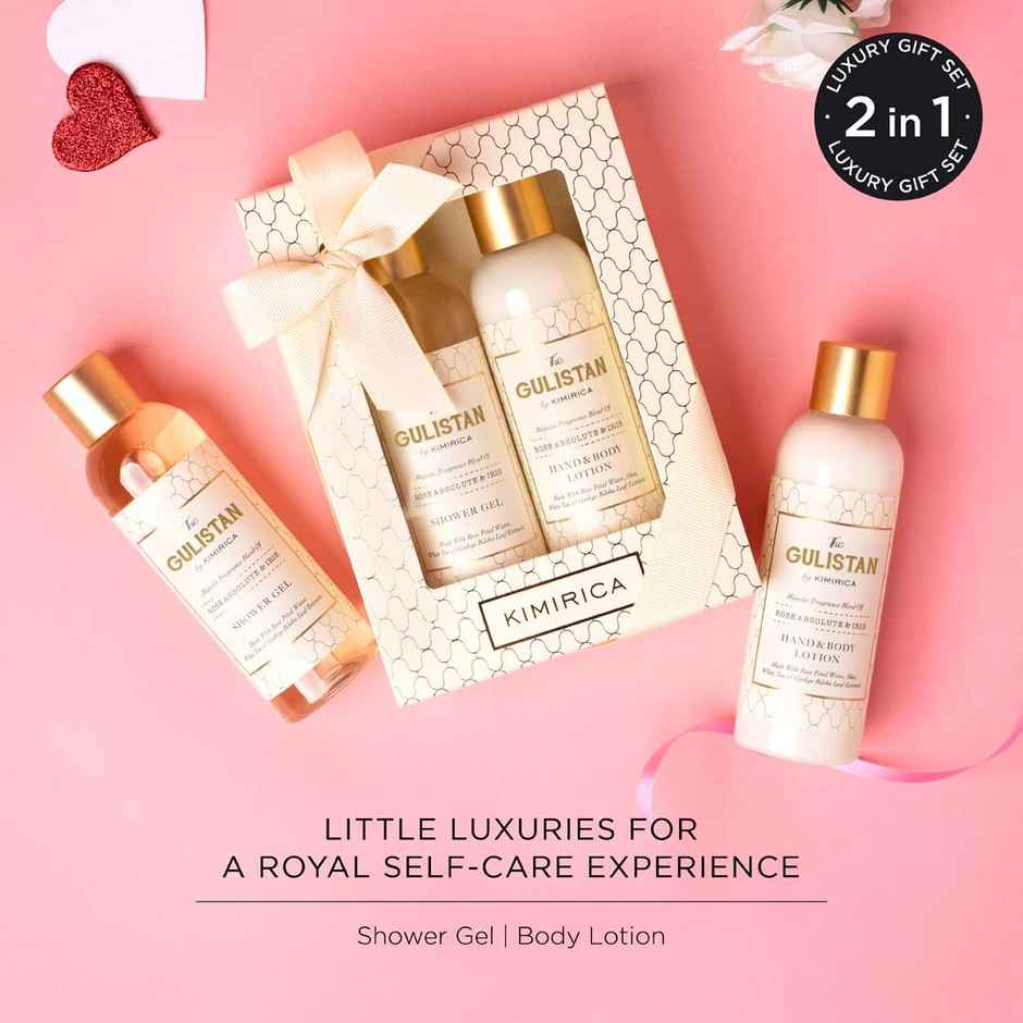 Kimirica Valentine Gulistan Duo Gift Set | Luxury Body Wash & Lotion Infused with Absolute Rose