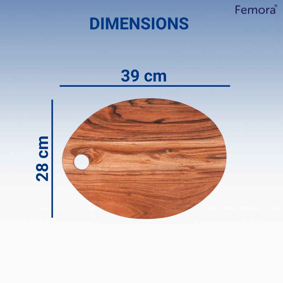 Femora Acacia Chopping Board Cutting Board Oval Shape 15 X 11 Inch (39 X 28 Cm)