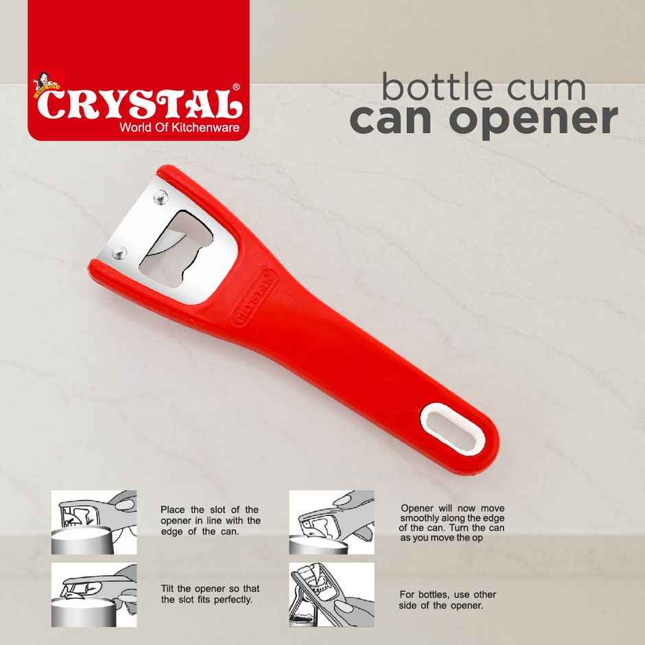 Crystal Stainless Steel Bottle Cum Can Opener, Multicolour