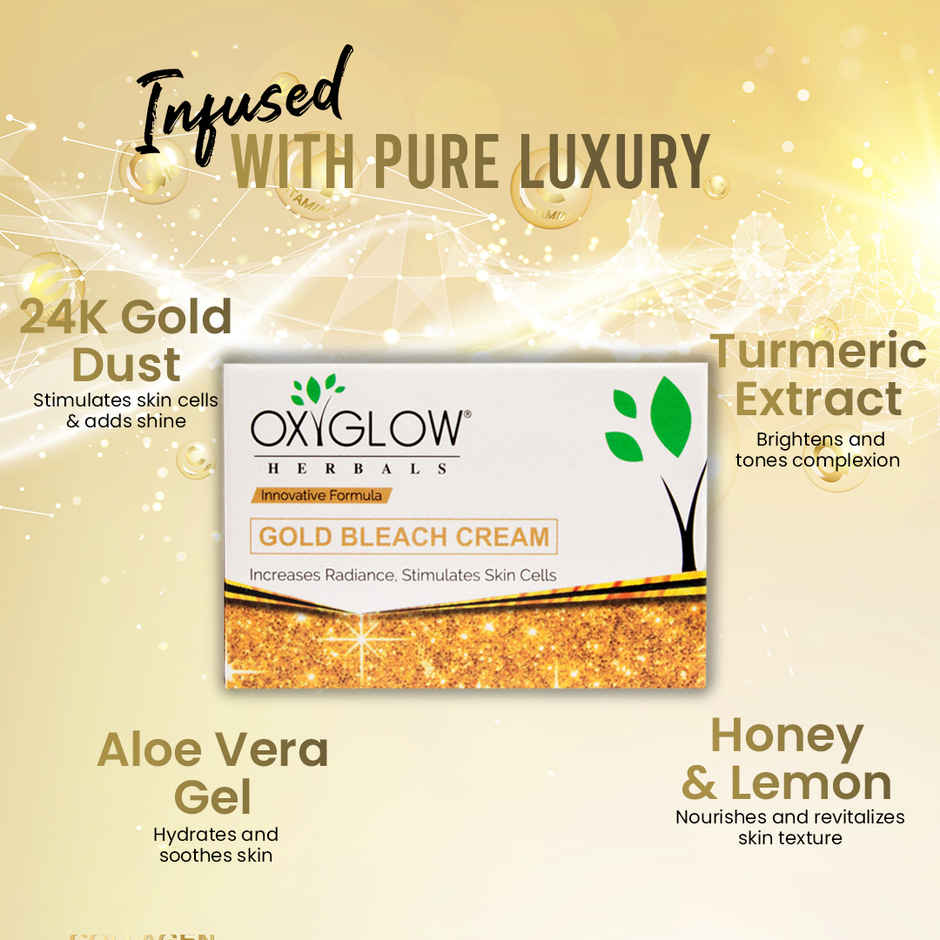 Oxyglow Herbals Gold Bleach Cream For All Skin Types | Gives Instant Glow & Lightens Pigmentation