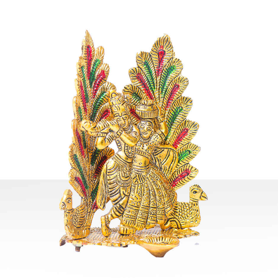 Traditional Peacock Design Diya | Golden | Metal | Diya-Pooja | Devnidhi