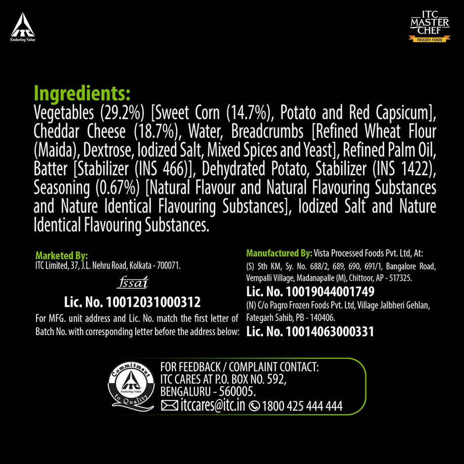 ITC Master Chef Cheesy Corn Triangle Nugget | Goodness of Protein With Cheddar Cheese | 18 pcs