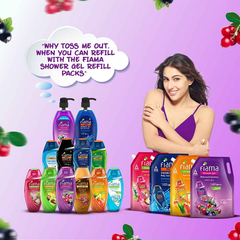 Fiama Body Wash Shower Gel Blackcurrant & Bearberry, with Skin Conditioners for Radiant Skin