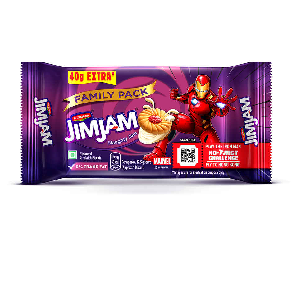 Britannia Treat Jim Jam Naughty Jam creme Biscuits | Trans Fat-free