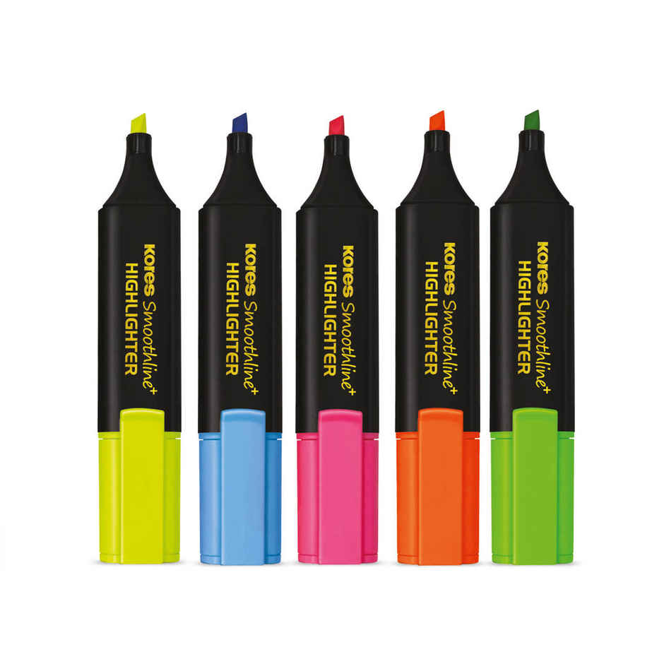 Kores Smoothline Plus Highlighter Pen | Assorted Pack of 5 Colours