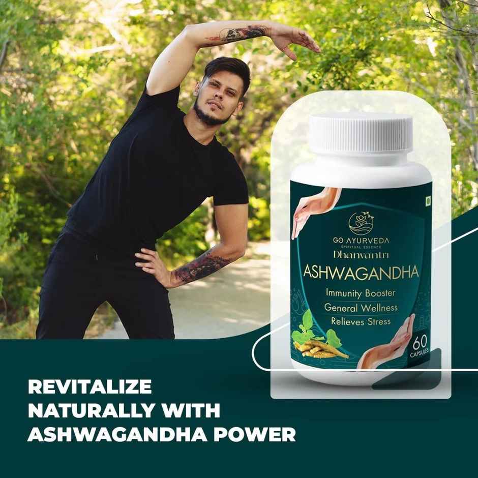 Go Ayurveda Dhanvantri Ashwagandha Capsules | Sleep & Immunity Support | No Added Sugar