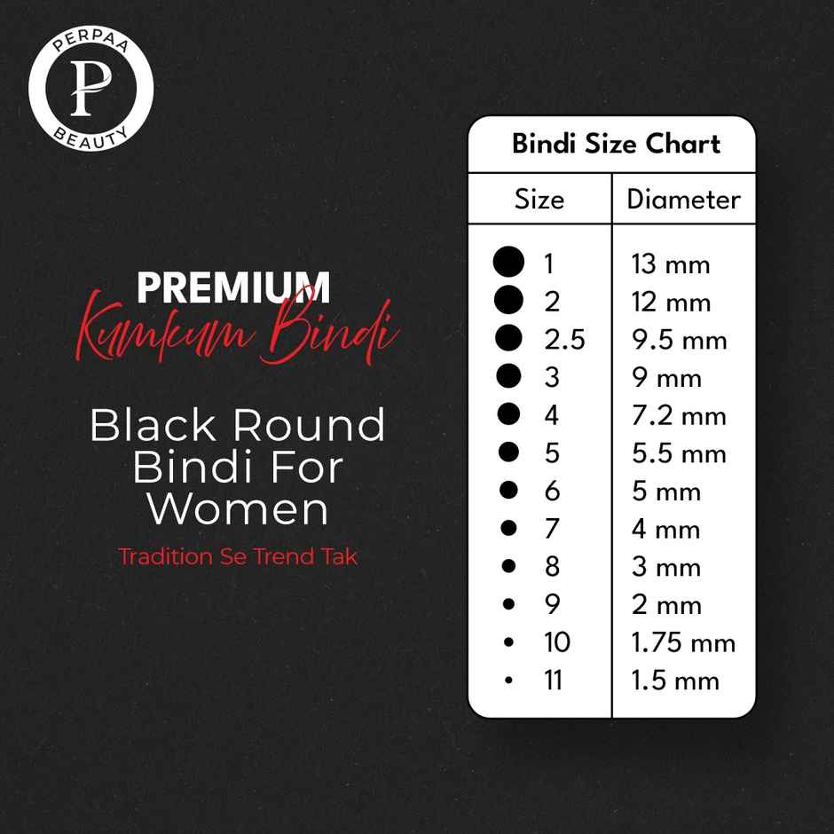 PERPAA Black Bindi | 1 Flap |Size 8 Diameter 3mm| Round Kumkum Bindi for women