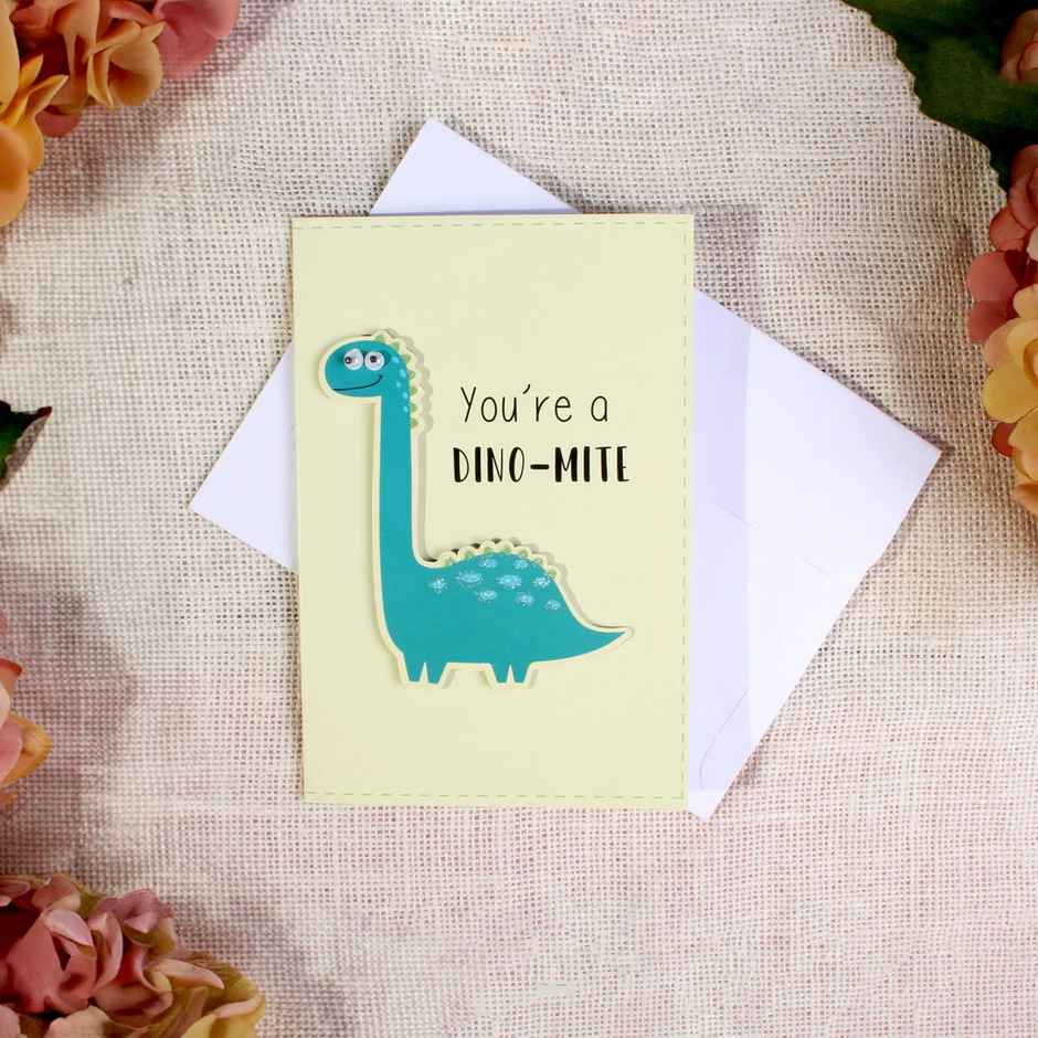 Itsy Bitsy Greeting Card & Envelope Youre a Dino-mite 4 x 6 Inch 2 Pc Pb Lb