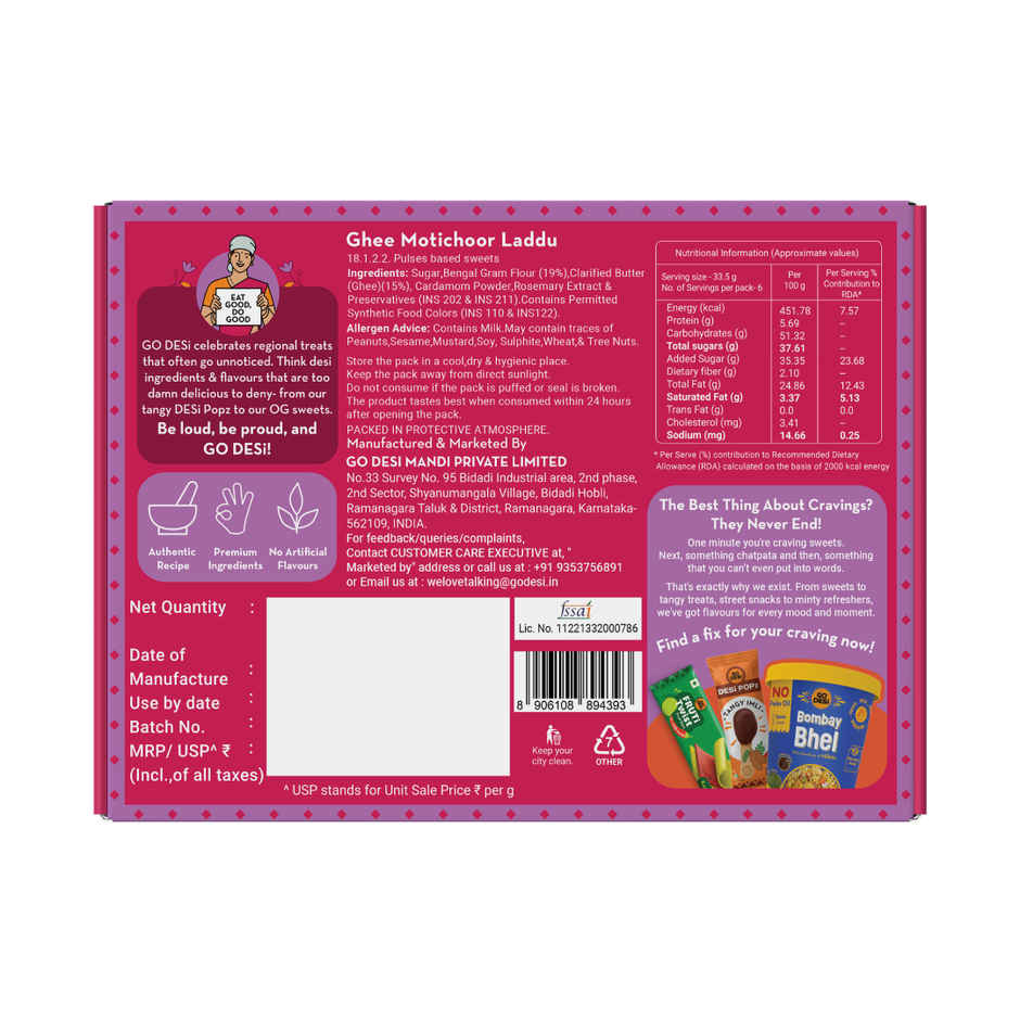 GO DESi Ghee Motichoor Laddu | Made with pure cow ghee