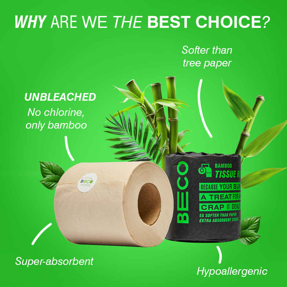 Beco Toilet Tissue Paper Roll - 3 Ply - Ecofriendly (6pc) & Beco Lemongrass & Basil Freshness Natural Disinfectant Floor Cleaner (500ml) Combo 