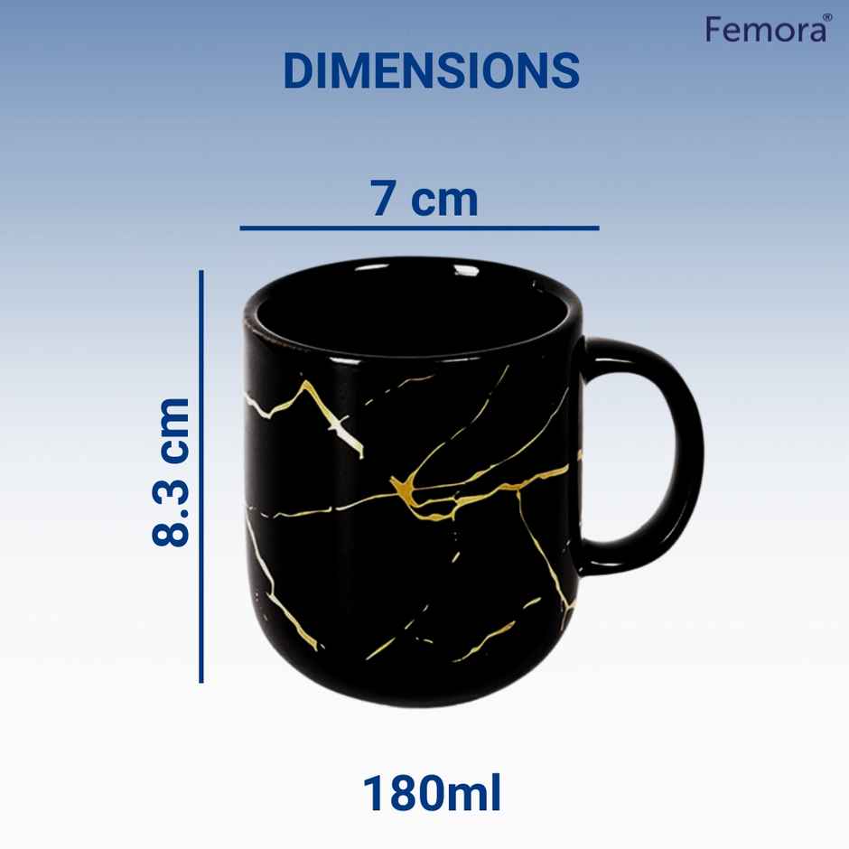 Femora Gift Set Liquid Gold Marble Tea Cup 6 Pcs Black Desh Ki Mitti