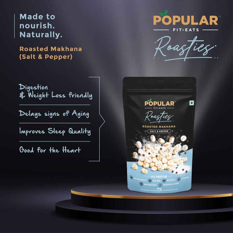 Popular Fit Eats Roasties Roasted Makhana Salt & Pepper