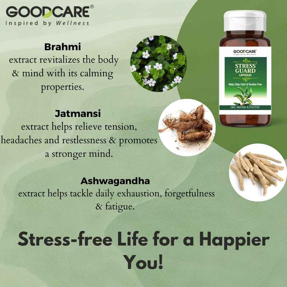 Goodcare Stress Guard Ayurvedic Capsule For Ultimate Relaxation And Calmness 60 Capsules