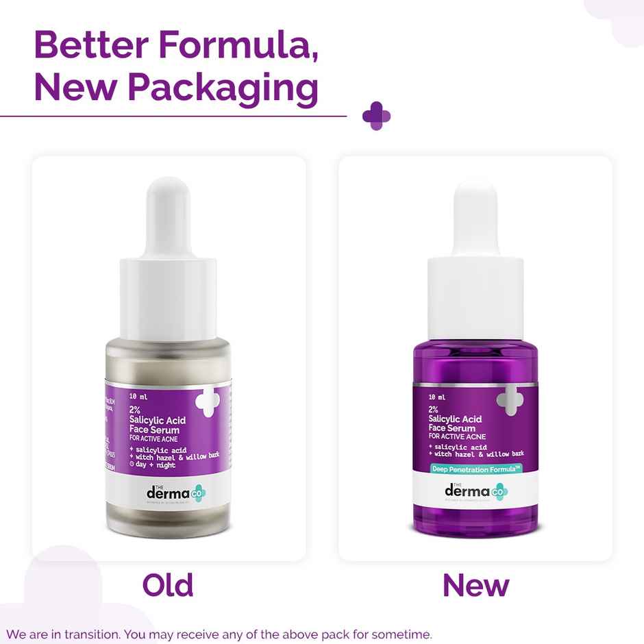 The Derma Co 2% Salicylic Acid Serum With Witch Hazel & Willow Bark For Active Acne Day+Night