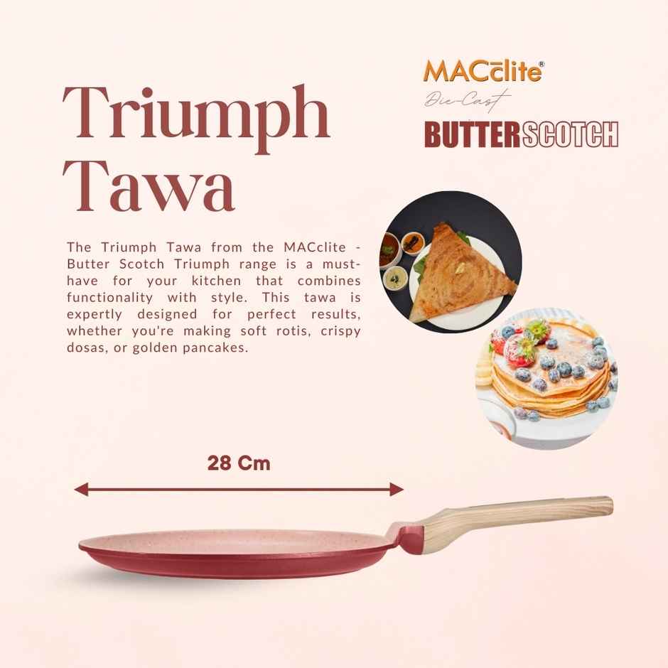 Macclite Non-Stick PDC Granite+ Induction Base Butter Scotch Triumph Tawa 28 cm