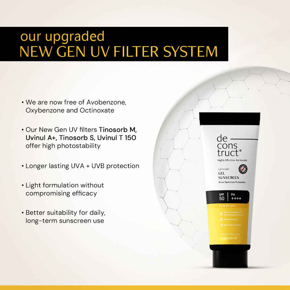 Gel Sunscreen SPF 50 PA++++| 100% Photostable| In-Vivo Tested| Lightweight & Airy, Matte, Non-greasy