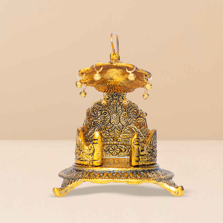 Singhashan for God Round Shape in Gold Polish | Devnidhi