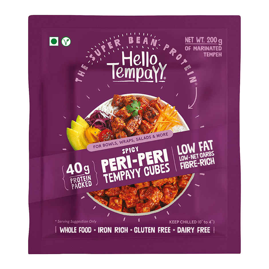 Hello Tempayy 40g Protein Peri Peri Tempeh Cubes |Low Fat & High Fibre
