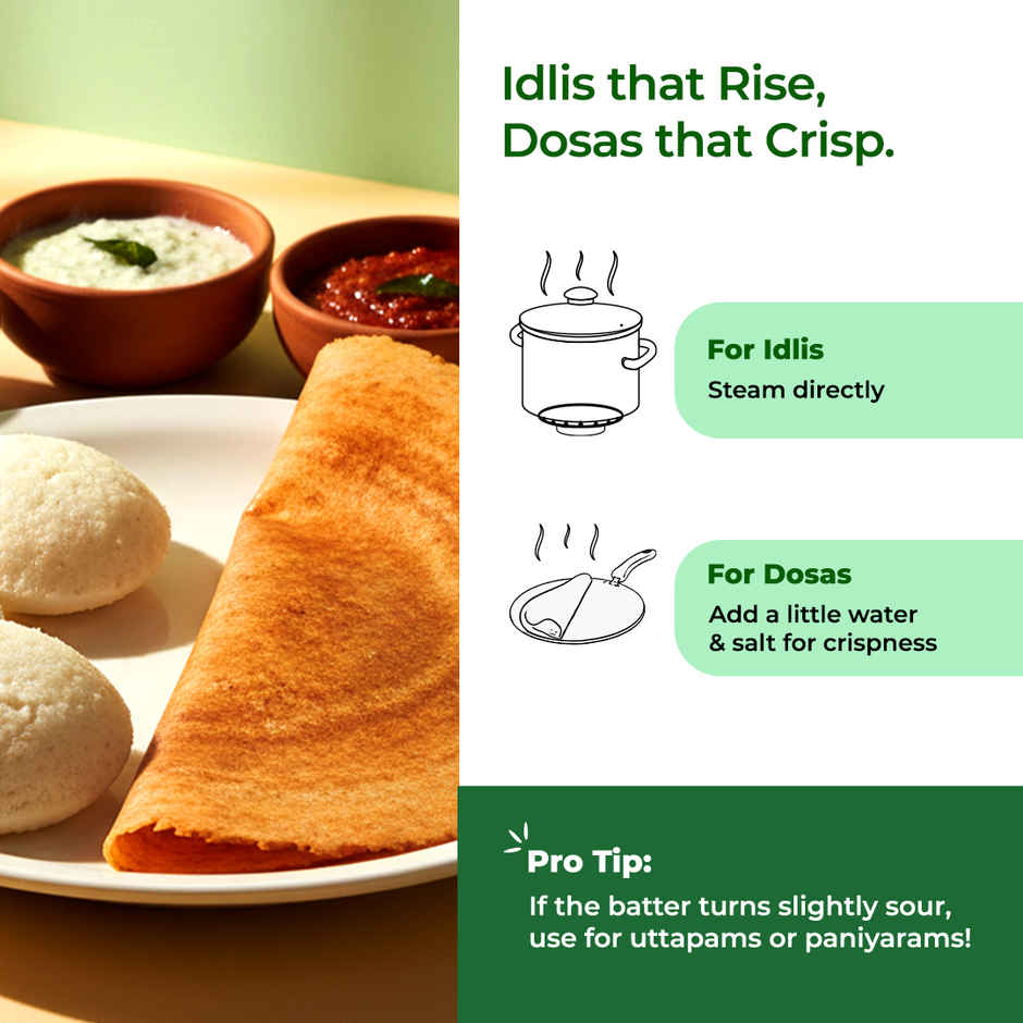 Khetika Fresh Idli Dosa Batter (1kg) & Khetika Ragi Millet Dosa Batter (500g) Combo