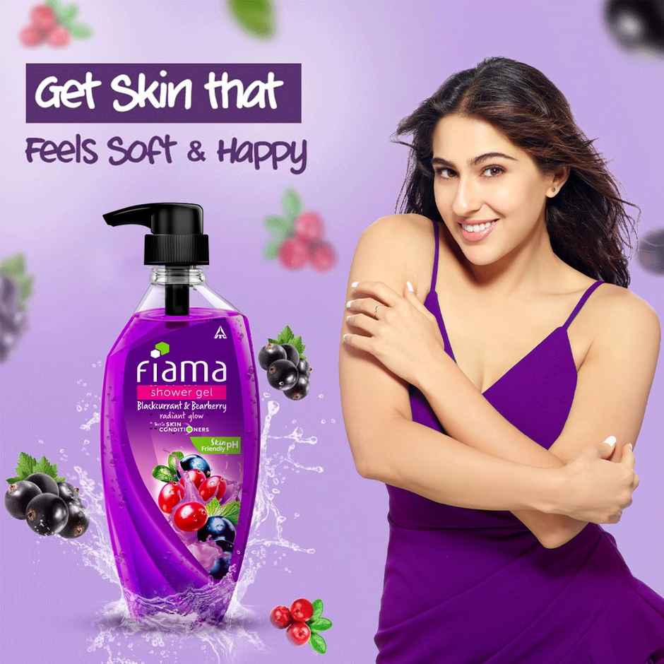 Fiama Body Wash Shower Gel Blackcurrant & Bearberry, with Skin Conditioners for Radiant Skin
