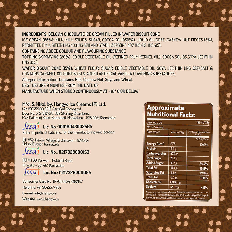 Hangyo Belgian Chocolate Cone | Smooth & Creamy