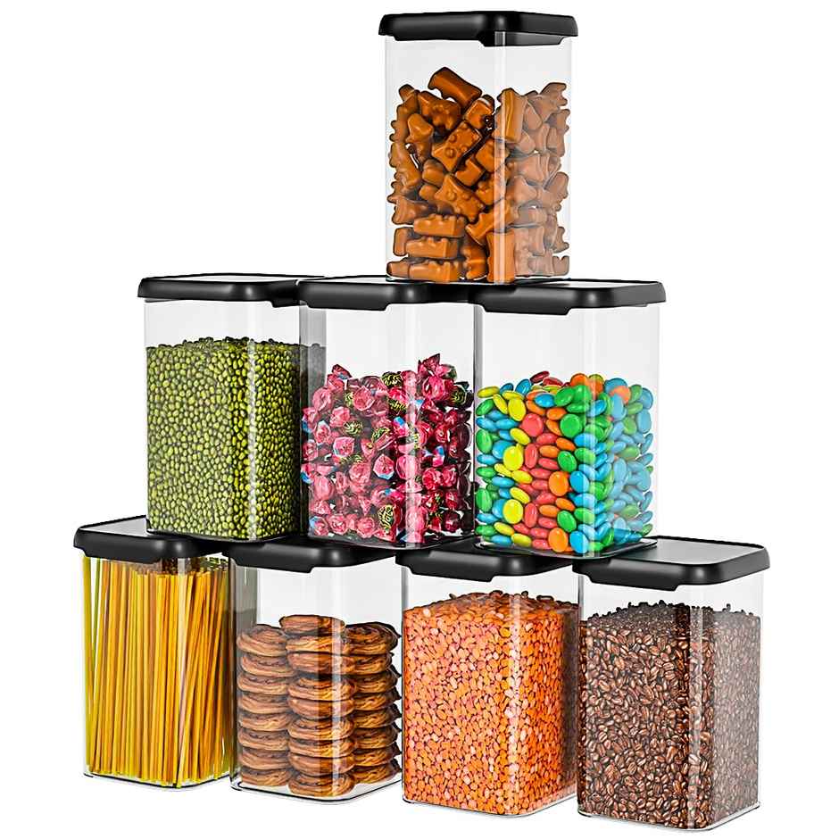 Tex-Ro Simple Cap Plastic Container for Kitchen Organizer - 1100 ml | Pack of 12