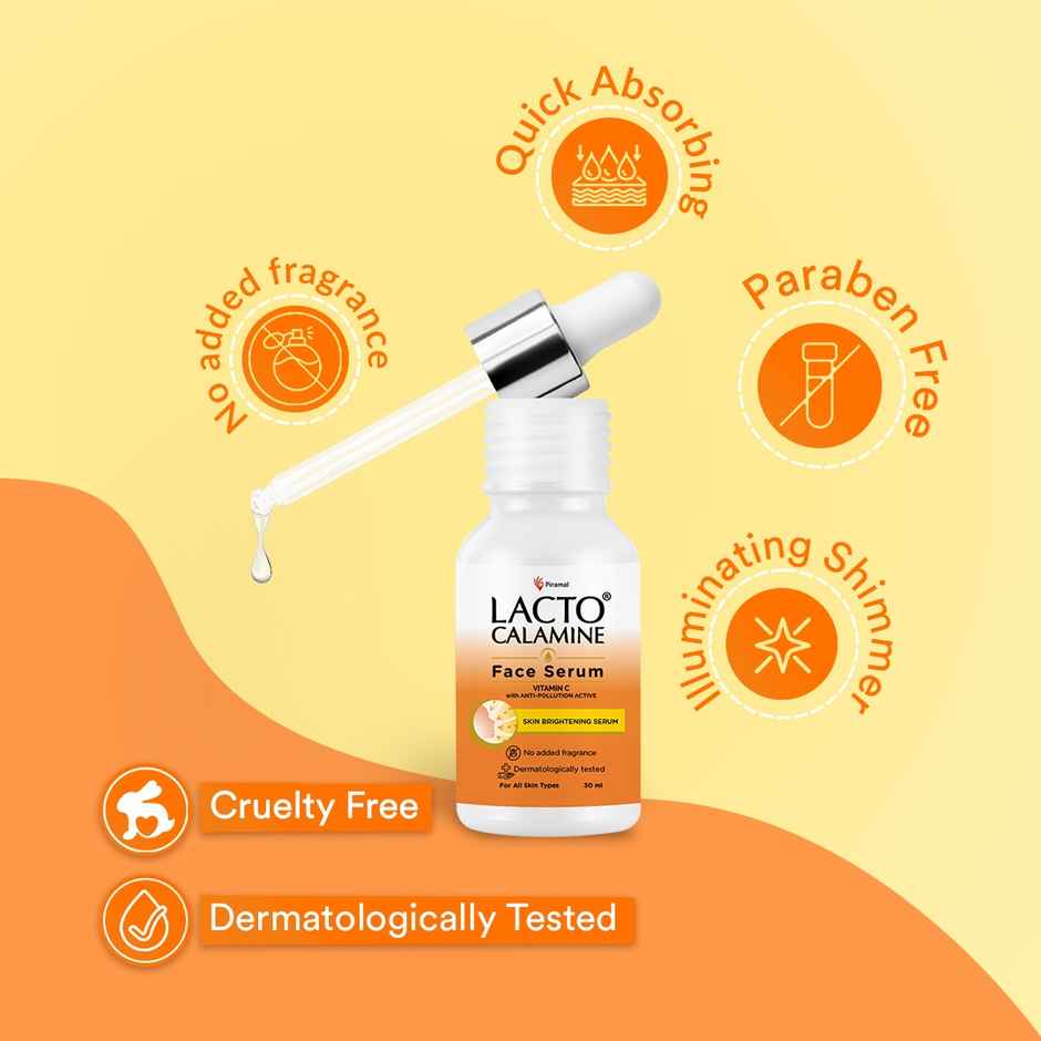 Lacto Calamine Vitamin C Serum Skin Brightening Serum With Pollushield, Vitamin E, B3 And B5
