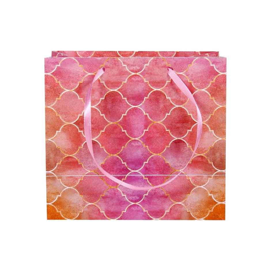 Itsy Bitsy Gift Bags Moroccan Trellis Rosy Shimmer L16 x W17.5 x D9.2cm Gol
