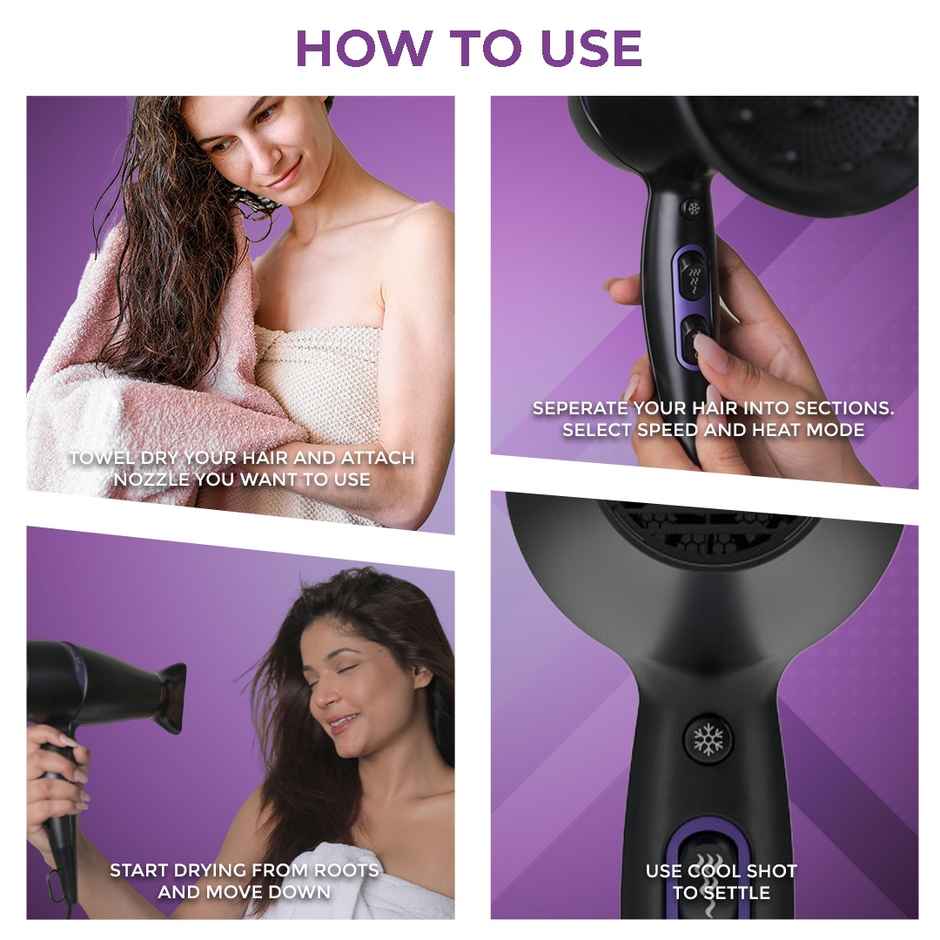 Winston 2200W Turbo Hair Dryer With Diffuser & Concentrator