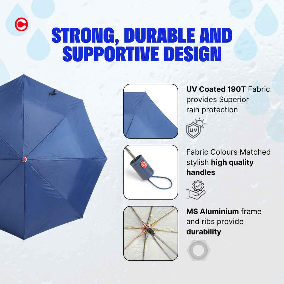 Citizen 3 Fold 22 Inch Auto Royal Blue Mono Silver Umbrella