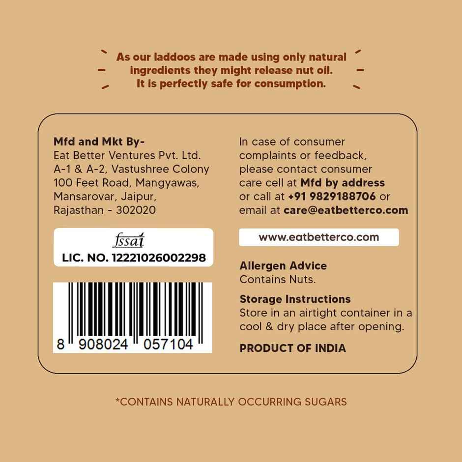 Eat Better Co Hazelnut & Chocolate Laddoos | No Added Sugar | High Protein, Truly Natural