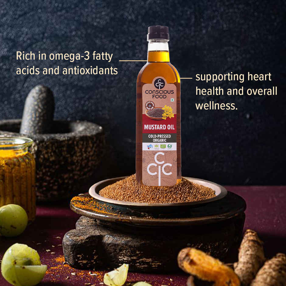 Conscious Food Cold Pressed Mustard (Sarson) Oil | Kachi Ghani | Healthy Cooking Oil