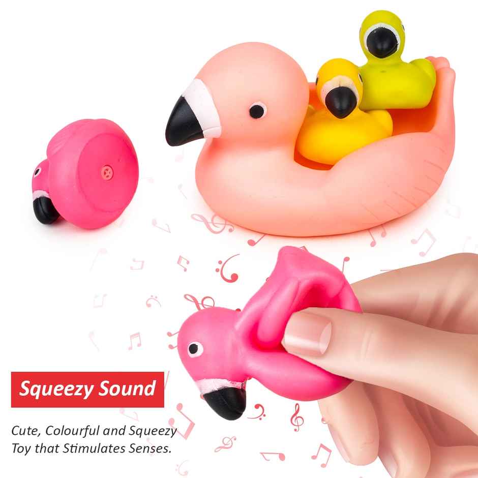 Ratna's Squeezy Bath Buddies Flamingo 3 Pcs | Assorted