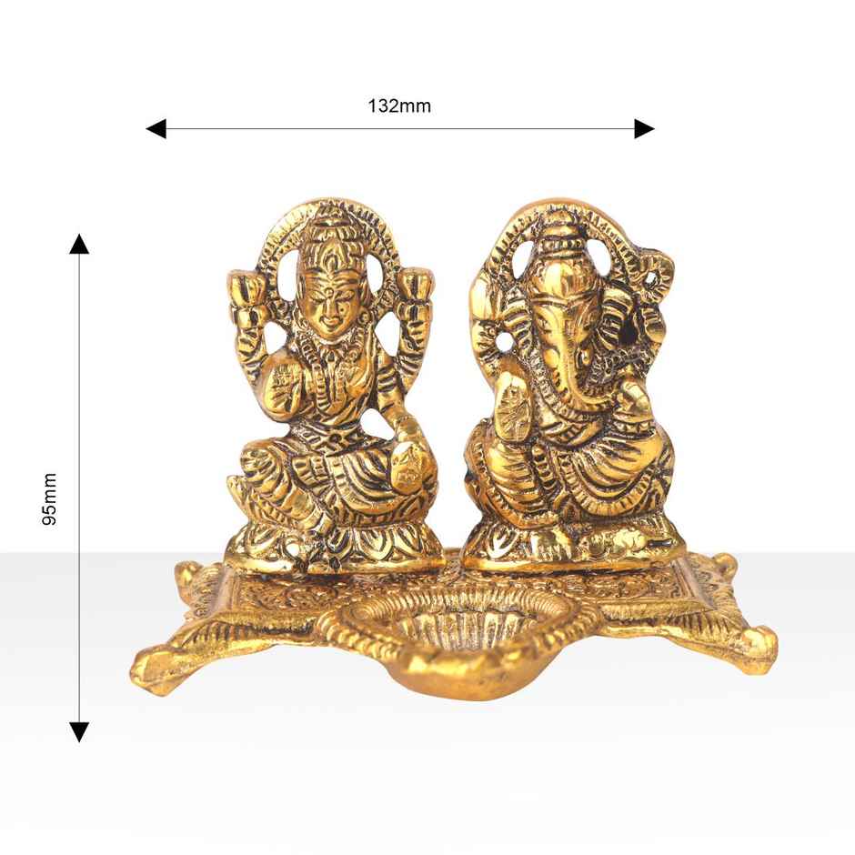Diya Laxmi Ganesh Gold Polish | Metal | Diya-Pooja | Devnidhi