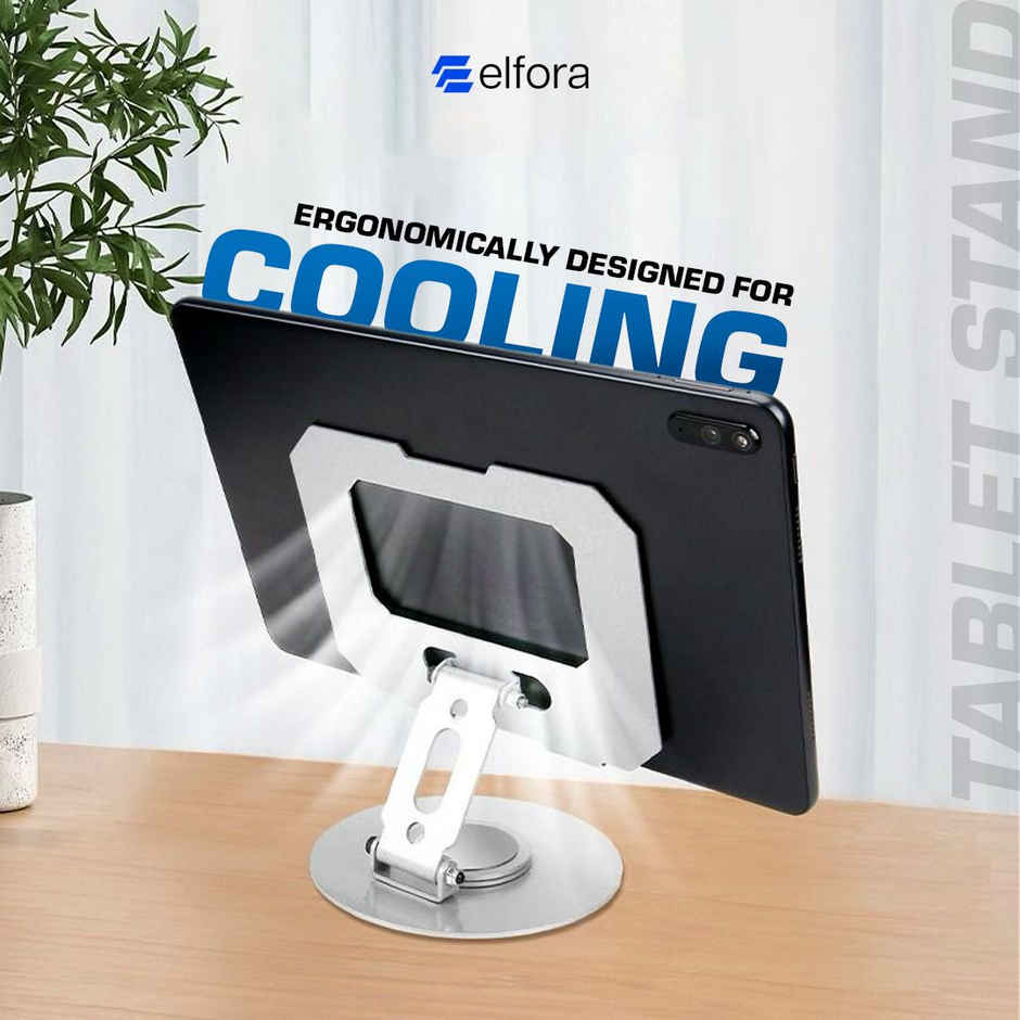 Elfora Heavy Metal Adjustable Tablet Stand Holder for iPad and Tablets | Sliver
