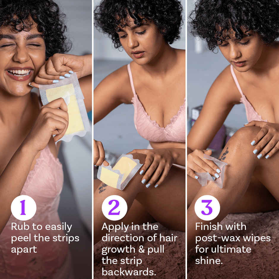 Bombae White Chocolate Full Body Wax Strips For Women | 8 Strips And 2 Post Wax Wipes