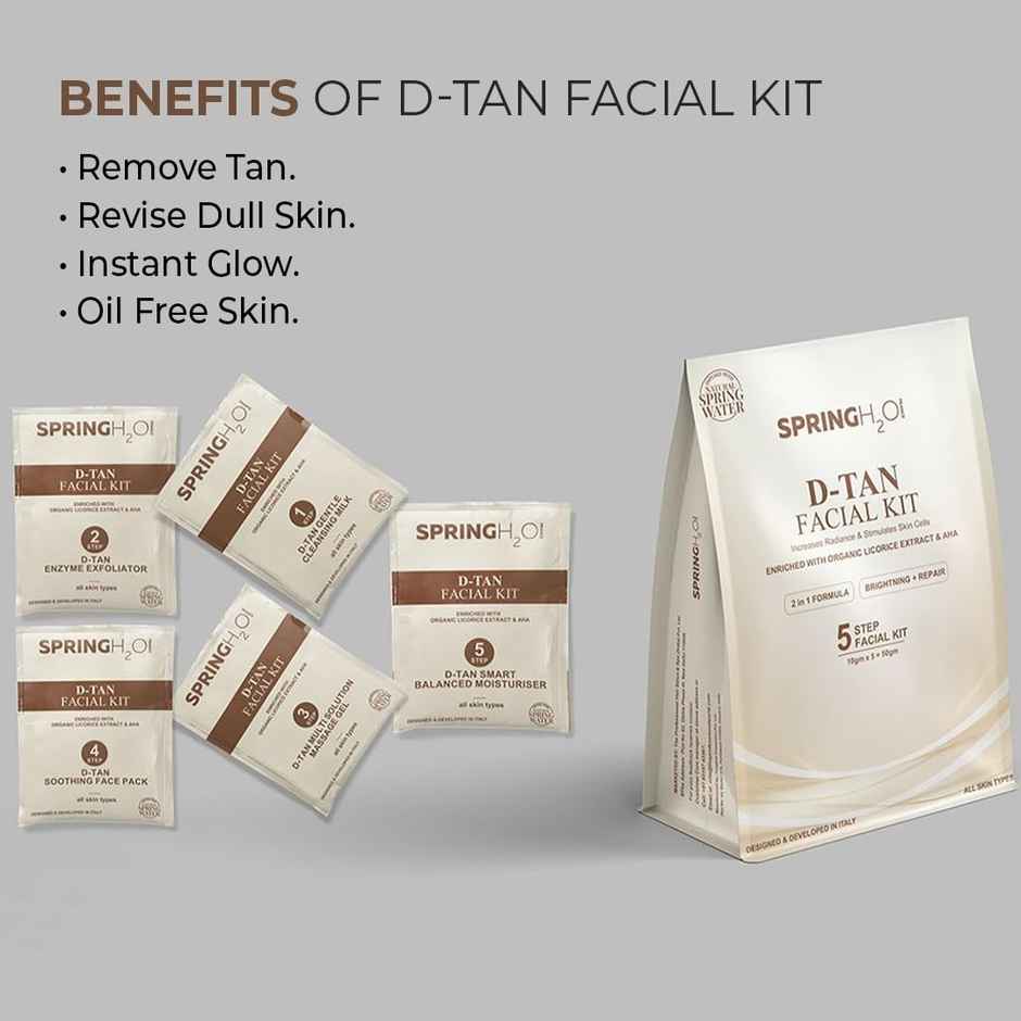 Spring H2O D-Tan Facial Kit With Instant Glow And Remove Tan & Dull Skin