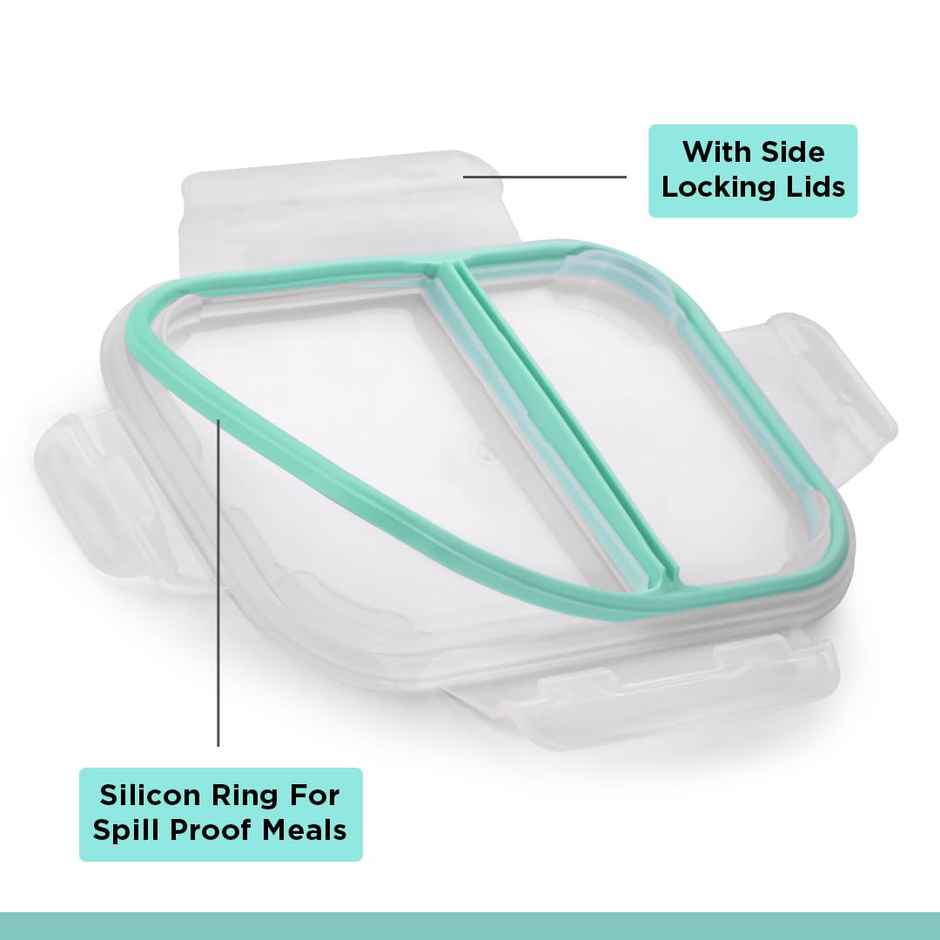 Oliveware Elite Bag Glassware Lunch Box 2 Compartment Tiffin Containers 600 ml Transparent